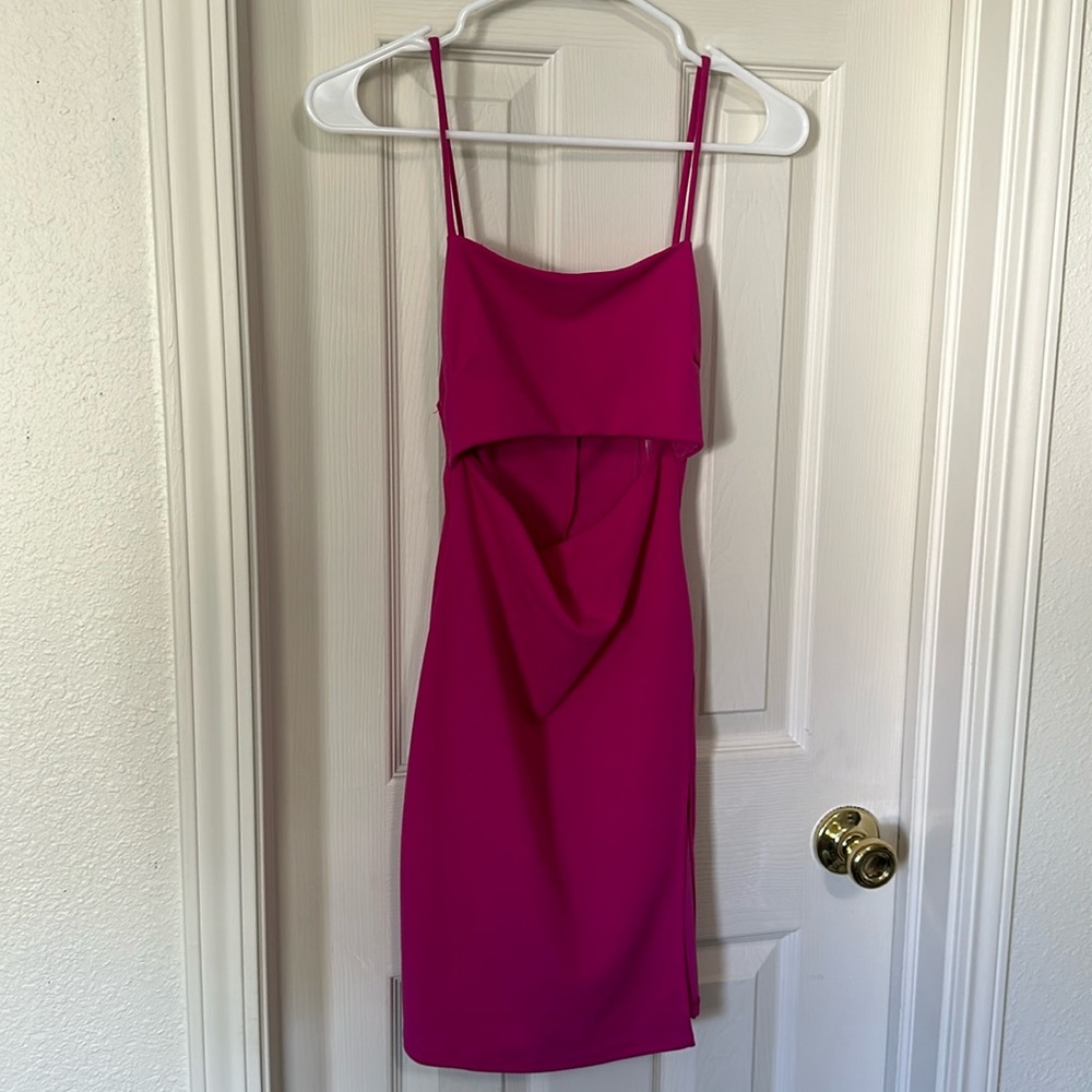 Blue Blush fuchsia cut out mini dress with slit
